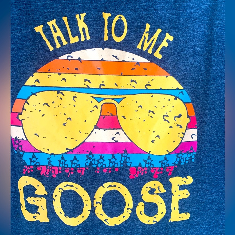 Talk to Me Goose (Medium) Racerback Tank Top; 65% cotton; 35% polyester